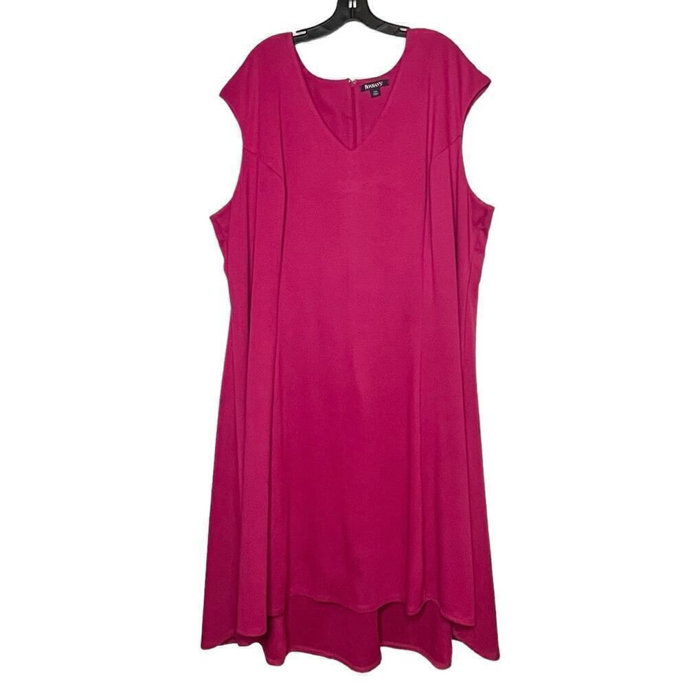 Roaman’s Fushia A Line Sleeveless V Neckline Dress Size 30W Plus